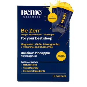 BeMe Magnesium Drink for Sleep - Melatonin-Free Magnesium for Sleep with Ashwagandha, L-Theanine & GABA - Fast-Absorbing Calm Pineapple - 15 Sachets