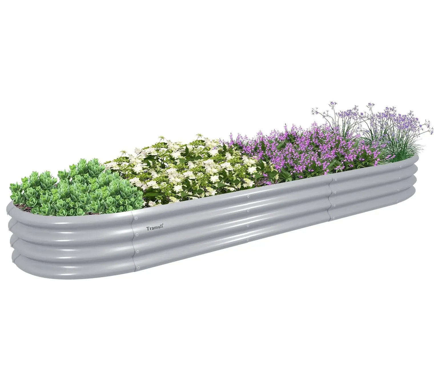 Galvanized Steel Raised Garden Bed, 12x2x1ft Oval Modular Galvalume Outdoor Planting Box, Large Planter Raised Beds for Vegetables & Flowers, Gray Outdoor Planting Containers Vegetables Growing Planter