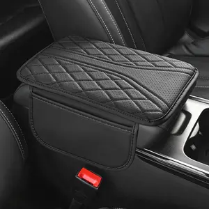 1pc Car Armrest Box Heightening Pad With Side Storage Bag, PU Leather Car Armrest Box Cushion With Storage Pocket, Car Console Organizer, Car Interior Decoration Accessories
