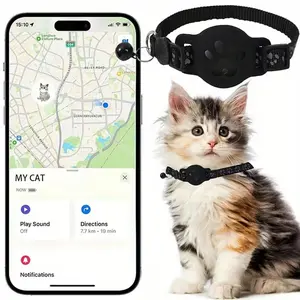 Pet Cat Tracker Collar Harness Set with Collar, Locator, Silicone Protective Case, GPS Smart Lost Device, Real-Time Tracking, No Installation Needed