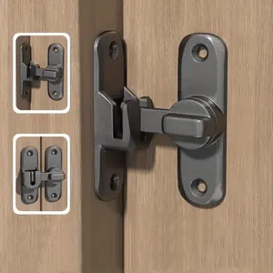 No-Drill Heavy-Duty Metal Right-Angle Sliding Bolt - Suitable for 90 ° /180 °   Swing Doors, Bathroom Louvers, and Cabinet Doors - Easy-Install Security Lock, Bathroom Door Latch, Durable Mechanism, DIY Projects
