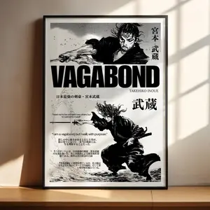 Vagabond Manga Poster, Musashi Miyamoto Art Print Anime Decor Posters - NO FRAME