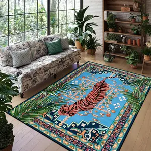 Vintage Tiger Pattern Rug, 1 Count Non-slip Washable Floor Mat, Soft Area Rug, Decorative Carpet for Home Living Room Bedroom Hotel