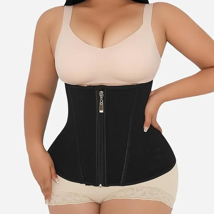 GQF Women's Casual Waist Trainer Corset Shapewear (4305) - Abdomen Shapewear with Hook-and-Eye & Zipper, Secure Fit, Tummy Control, Postpartum Support, Workout Cincher Sweat Belt, Sculpting Fajas Compression Garment