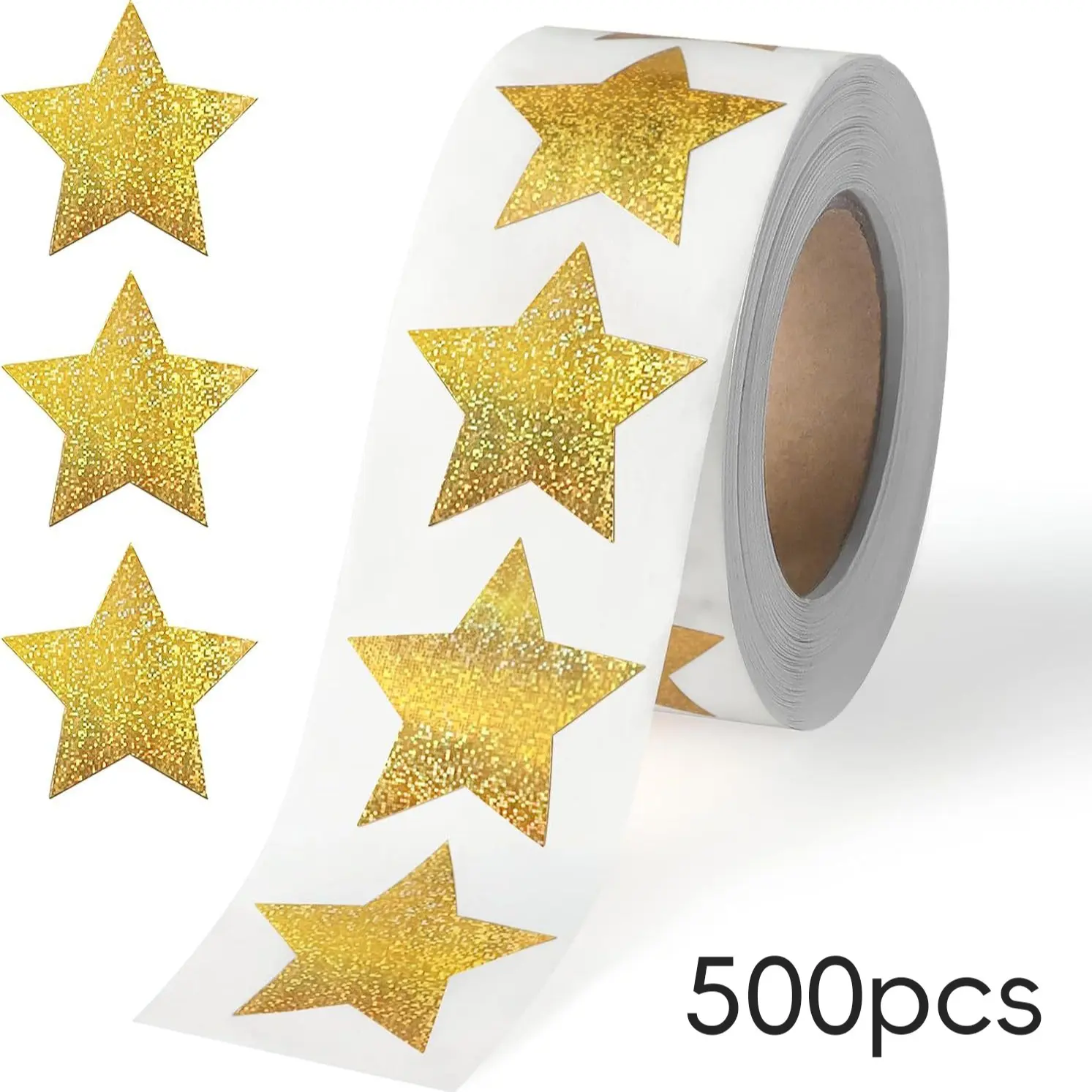500 Stickers Per Roll, Laser Gold Star Stickers, Gift Decoration Envelope Seals, Craft Scrapbook Decorative Seal Stickers, Self Adhesive Stickers, Sticker Decals, Scrapbook Materials, Scrapbook Accessories