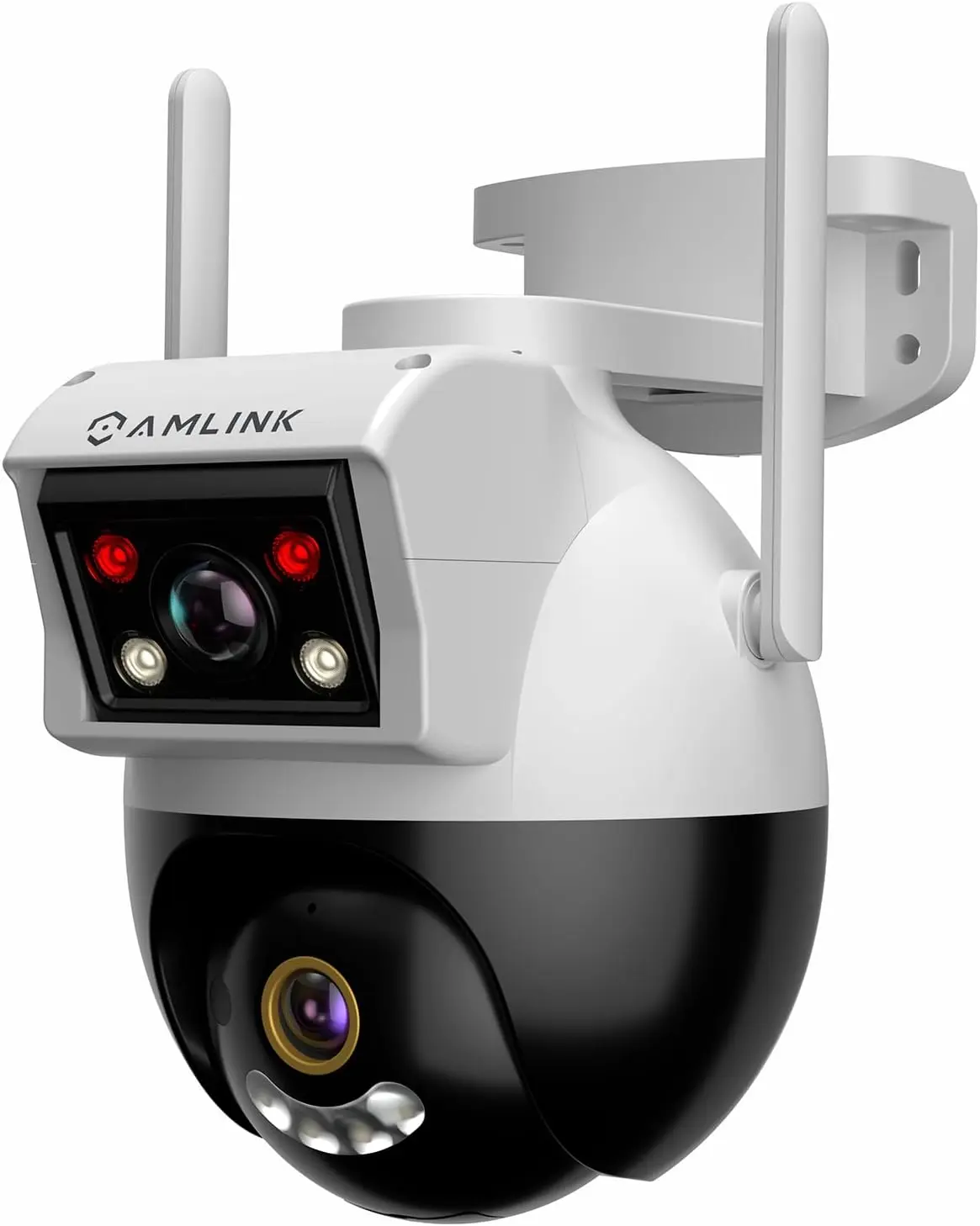 AMLINK 2X 2MP Dual-Lens WiFi Camera Outdoor, AL4M-P402W, Human Detection, Motion-Tracking, w/ 2-Way Audio, Pan/Tilt Wireless IP Camera, NDAA Compliant, 30ft Night Vision, Built in Siren
