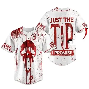 Custom Ghost Face Baseball Jersey, Just The Tip - I Promise, Scream Baseball Shirt, Movie Jersey, Gift For Fan