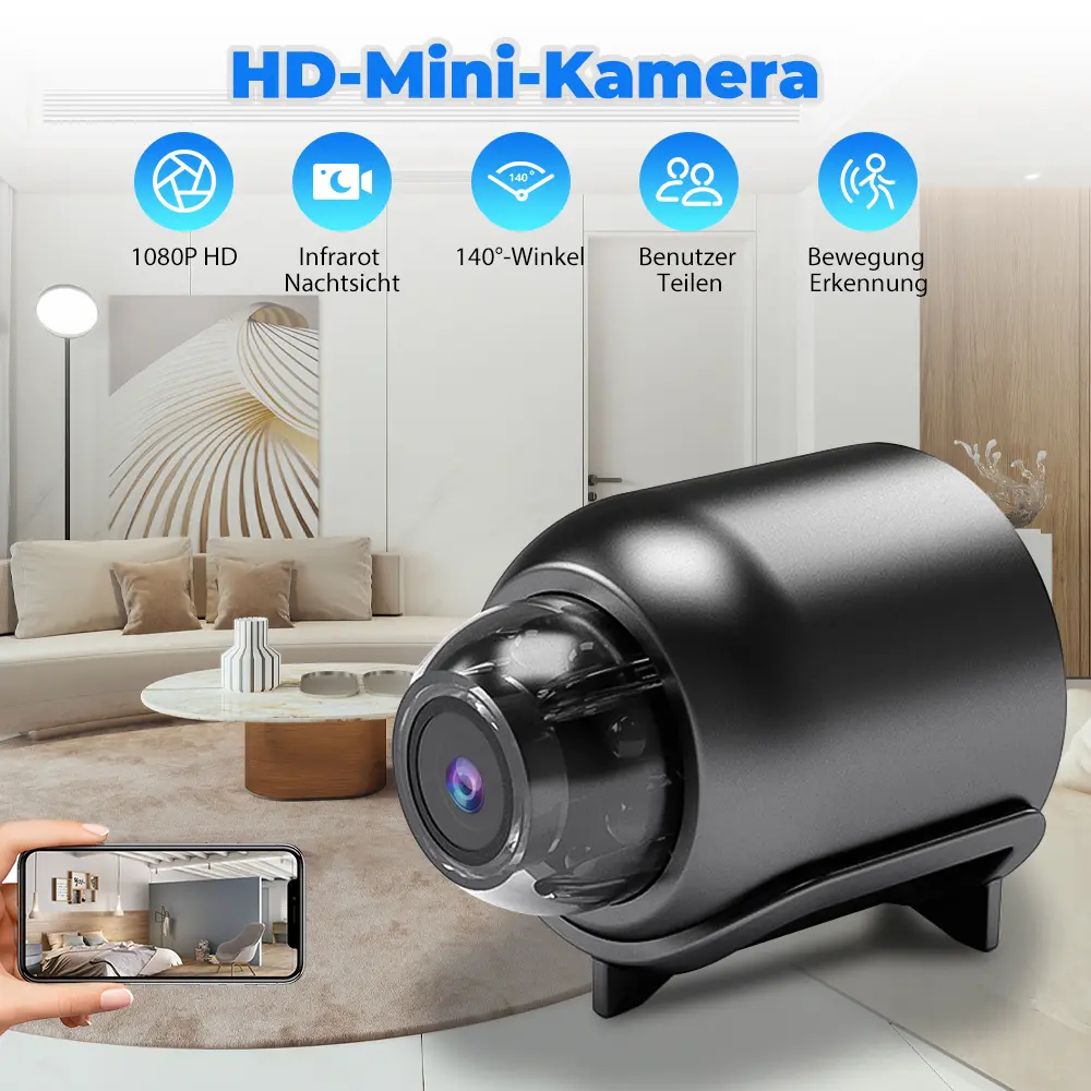 【Summerfinds】X5 Mini Spy Camera 1080P Full HD 140° Wide Angle Micro Security Camera, 222.5cm Tiny Body, Supports 8GB-128GB FAT32 TF Card, MP4 Video, Motion Detection, Loop Recording, Night Light Off Working