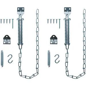 Screen Door Chain and Spring, Door Stopper Chain to Protect Doors, Windproof Chains to Protect Windows(2-Pack)