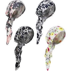 4 Pcs Chemo Headwear for Women Pre Tied Cancer Caps Head Scarf Turbans for Women Patients Gifts