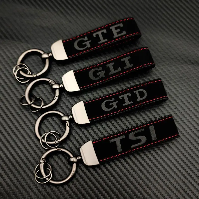 High Grade Suede Leather Keyring GLI GTD GTE TSI TDI Car Keychain For Volkswagen VW Jetta Golf 4 5 6 7 8 GTI R Line Accessories