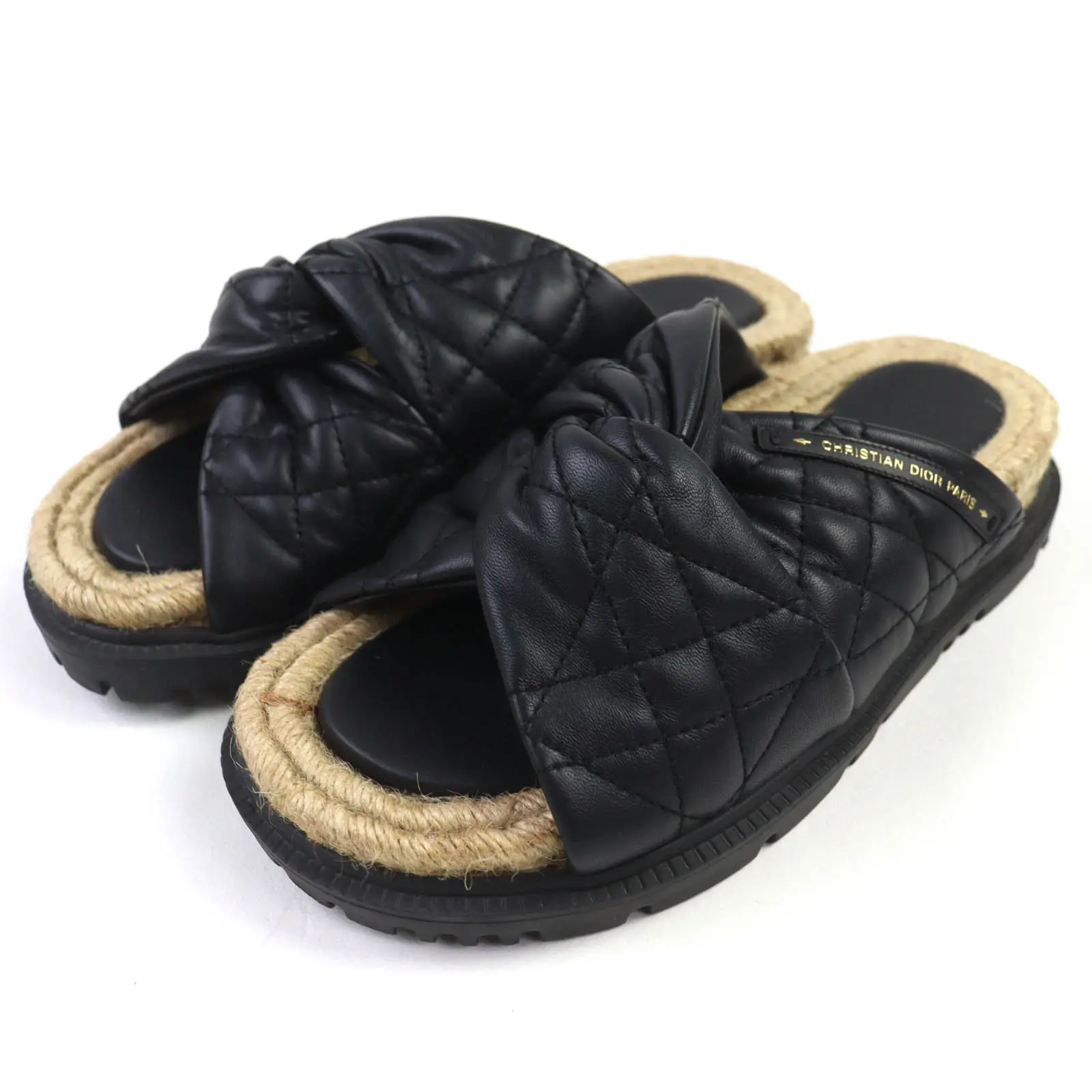 Pre-owned Dior Calfskin Small Leather Goods Christian DTWIST Cannage quilted Sandals