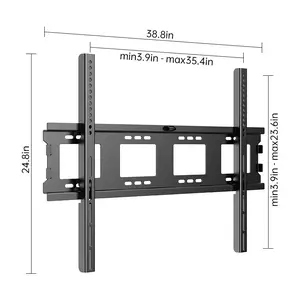 TV Wall Mount,Heavy Duty Fixed TV Mount for Most 65-100 inch Flat Curved TVs Fits 16"/18"/24" Studs Max VESA 900x600mm Space Saving for LED OLED LCD
