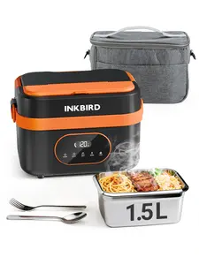 INKBIRD Wireless Heated Lunch Box: 1.5L extra-large capacity, 16,000mAh high-capacity battery, 360° even heating, and built-in power bank—the perfect gift for office workers, travelers, and fitness enthusiasts