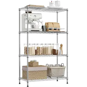 Storage Shelving Heavy Duty 4-Tier Utility Shelves Wire Rack for Home,Kitchen,Office,Chrome 1000 lbs (13.7" D x 29.5" W x .2" H)