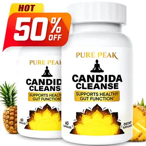 Pure Peak Natural Candida Cleanse Probiotic & Antifungal Formula - Supports Gut & Digestive Health - 60 Vegan Capsules Dietary Supplement for Digestive Wellness