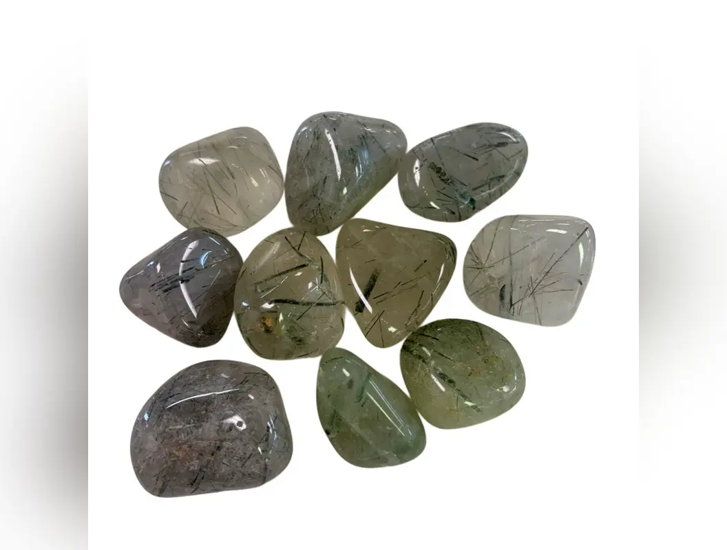 Green Rutilated Quartz (A Grade) Tumbled Stone Rare