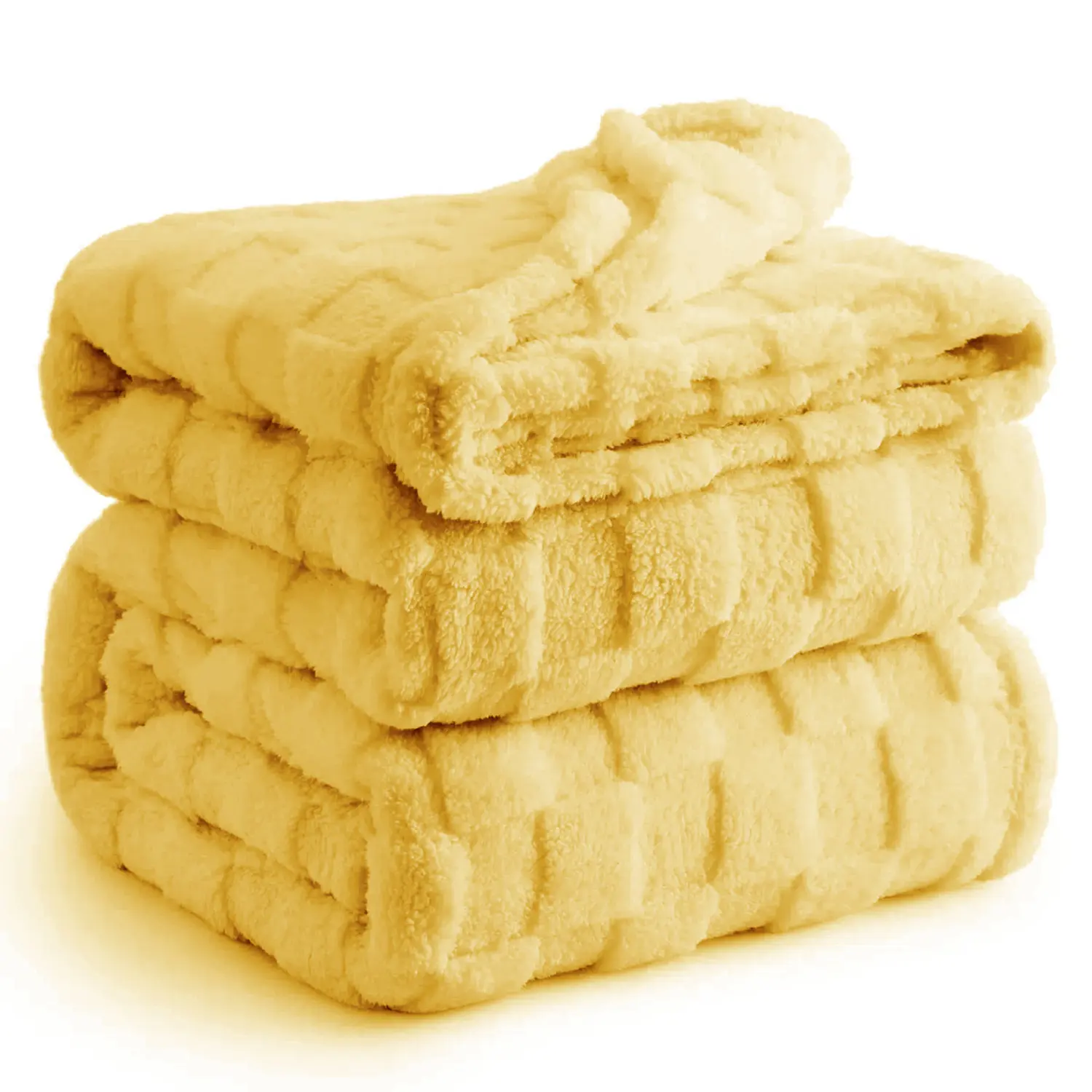 【FallPickDeals】ROSEKIND Checkered Fleece Throw Blanket - 3D Knitted Relax Woven, Fluffy Soft, Lightweight Cozy, for Couch & Bed, Ideal Gift for Lovers, Room & Bedding Decor
