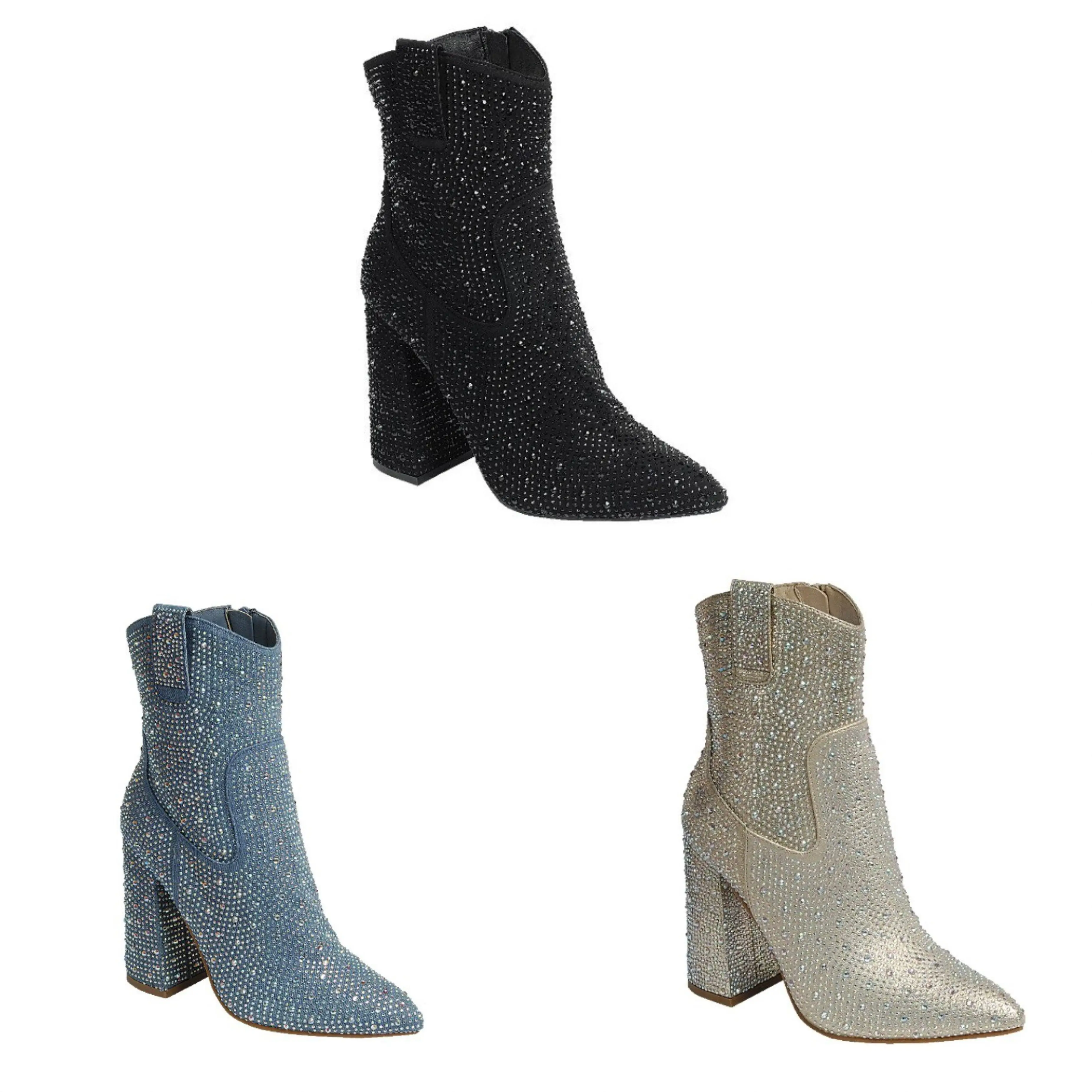 Rhinestone High Heel Booties sparkle your night Girl Women Shoe Footwear