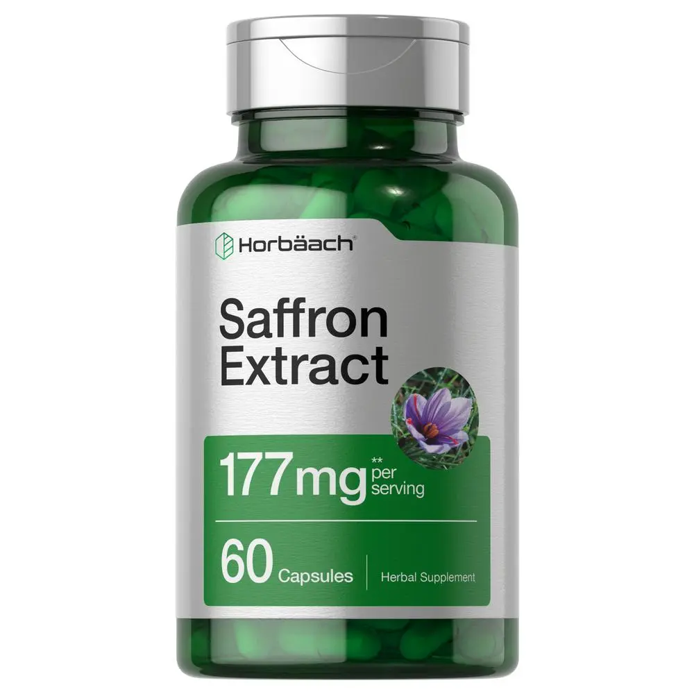 Horbäach Saffron Extract Capsules 177 mg 60 Count | Non-GMO, Gluten Free Supplement