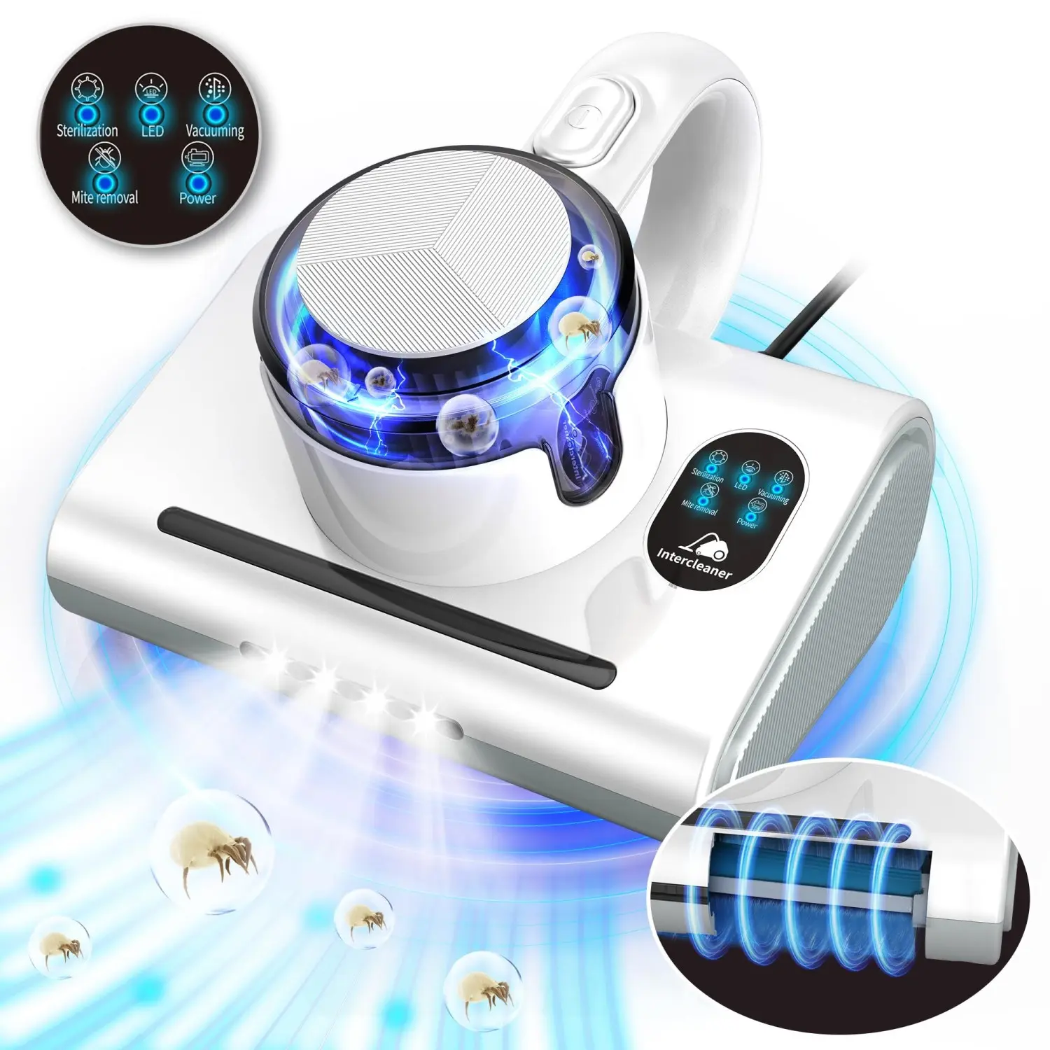 【Clearance Sale】Mattress Vacuum Cleaner,13Kpa Powerful Suction Bed Vaccum Cleaner with UV-C Light,LED Headlights and High Heating Tech,1.2kg Light Weight Handheld vaccum for spot Cleaning,Sofa,Couch Fabric Cleaner, merry christmas Lightweight Vacuum Clean
