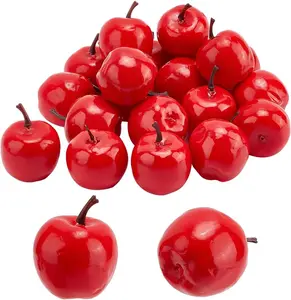 20 count Mini Apples, 1.7 Inch  Apples Artificials Red   Fruit Decor Christmas Decoratives Model for  Kitchen Table otogray Party oto Props Thanksgiving Day