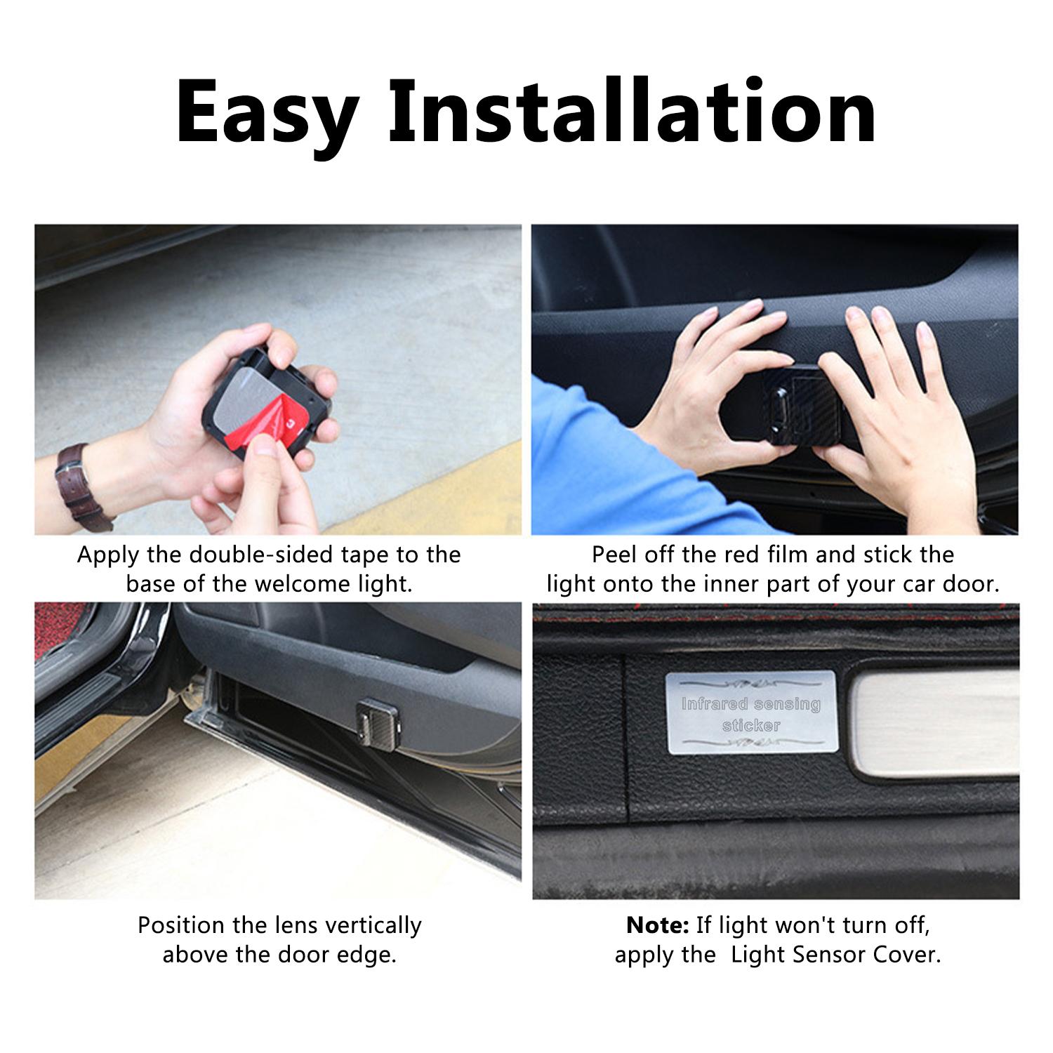 2pcs LED Car Door Welcome Light, HD Projector Lamp, Car Door Logo Projector Lights for Chevrolet/Ford/Honda/Nissan, Car Decoration Accessory