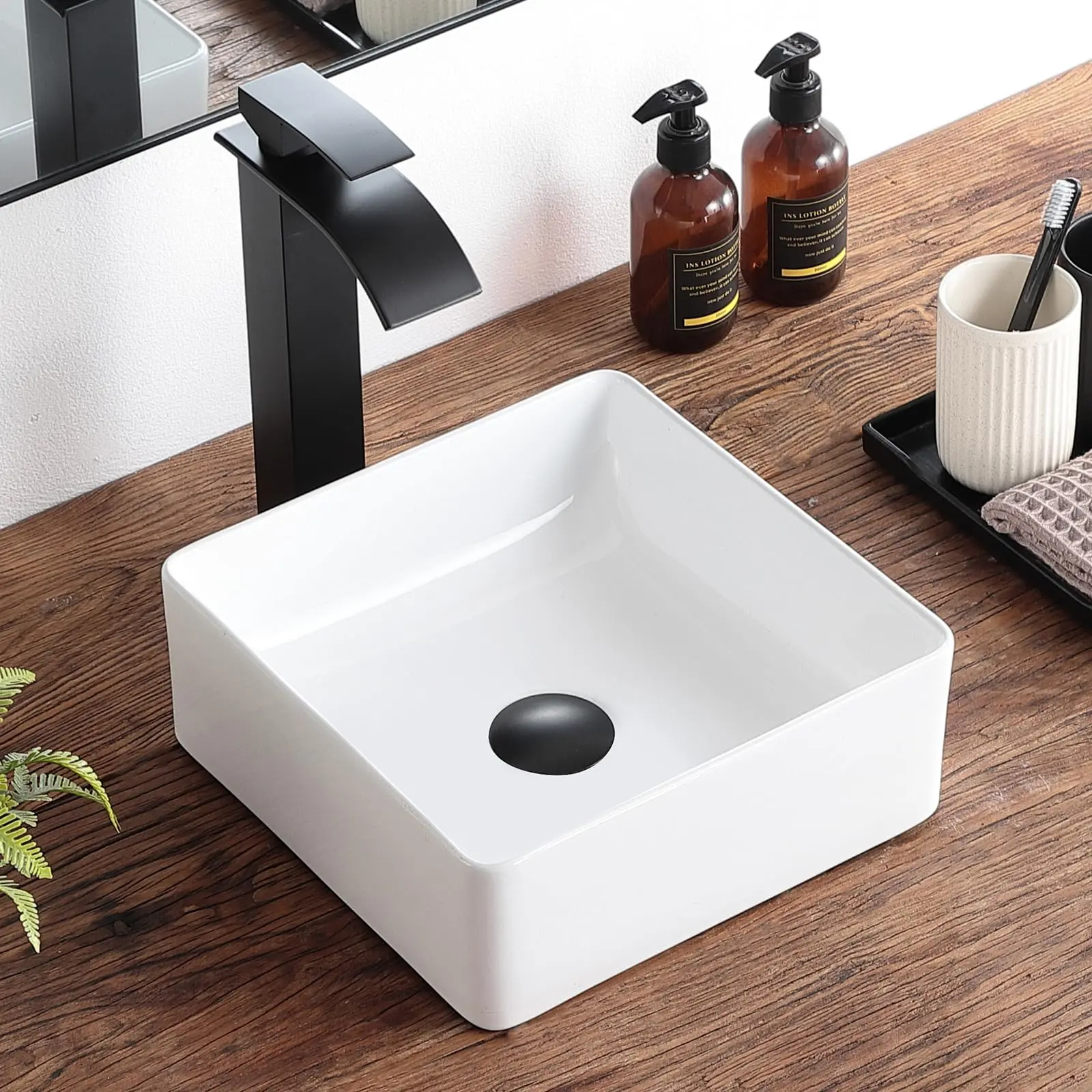 Indoor Modern Ceramic Countertop Bathroom Vanity Sink - Rectangular, Easy-Clean Basin, Suitable for Homes & Hotels