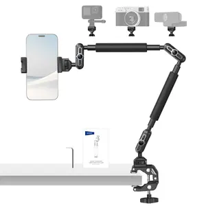 NEEWER UA057 Overhead Desk Mount,  Articulating Magic Arm with Clamp, 360° Dual Ball Head, 1/4" 3/8" ARRI Locating Pins, Heavy Duty Camera Bracket for Video Recording, Photography, iPhone & DSLR