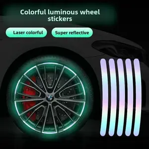 60-Pack Reflective Decals for Car Hubcaps and Tires — Creative Personalized Stickers for Motorcycles and Electric Scooters, Decorative Wheel Lights
