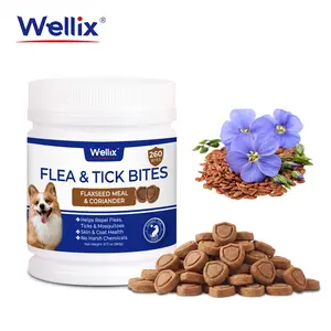 Wellix Dog Flea & Tick Support Chews, Anti-Parasite Wormers for Canine Vitamins & Supplements