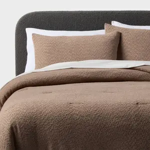 Full/Queen Boucle Comforter Set Brown - Threshold Full/Queen Boucle Comforter Set Brown - Threshold