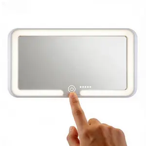 2PCS-On-the-Go Beauty LED Car Mirror, Tri-Color Touch Control, Magnetic Detachable Makeup Mirror,Tri‑Color LED Auto Vanity Mirror, Rechargeable & Touch Dimmable