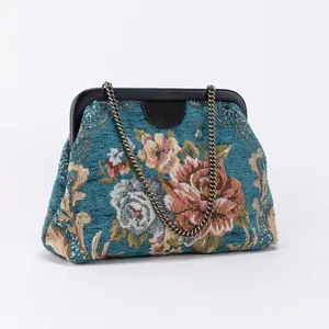 Floral Teal Alma Clutch