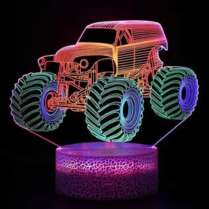 Monster Truck Design Night Light, Battery/USB Powered LED Night Light, Desk Bedroom Decoration Light, Atmosphere Light, Cool Gifts Ideas Birthday Xmas