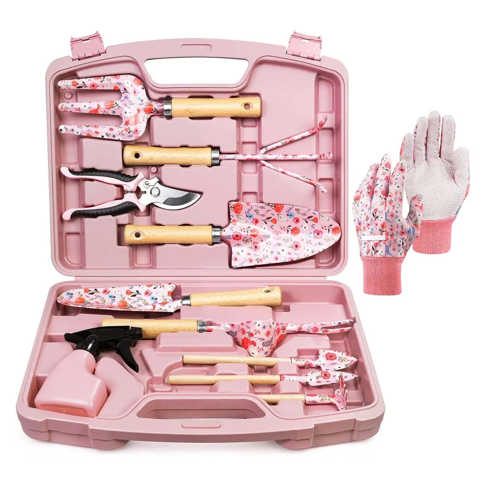 Grenebo 12-Piece Womens Gardening Tools Gift Set, Rust-Proof & Heavy-Duty Garden Tools with Durable Carrying Case, Fashionable & Thoughtful Gardening Gifts for Women&Men