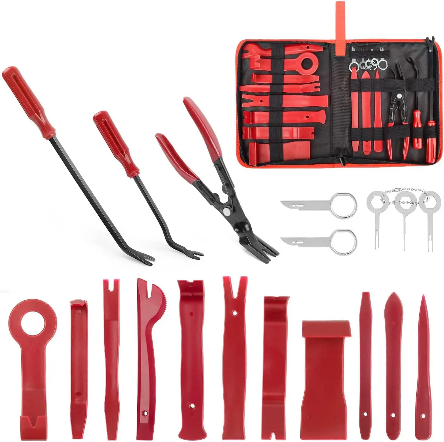 19-Piece Trim Removal Tool Kit, Multi-Function Pry Bars for Car Door, Audio & Dashboard Disassembly, No Scratches