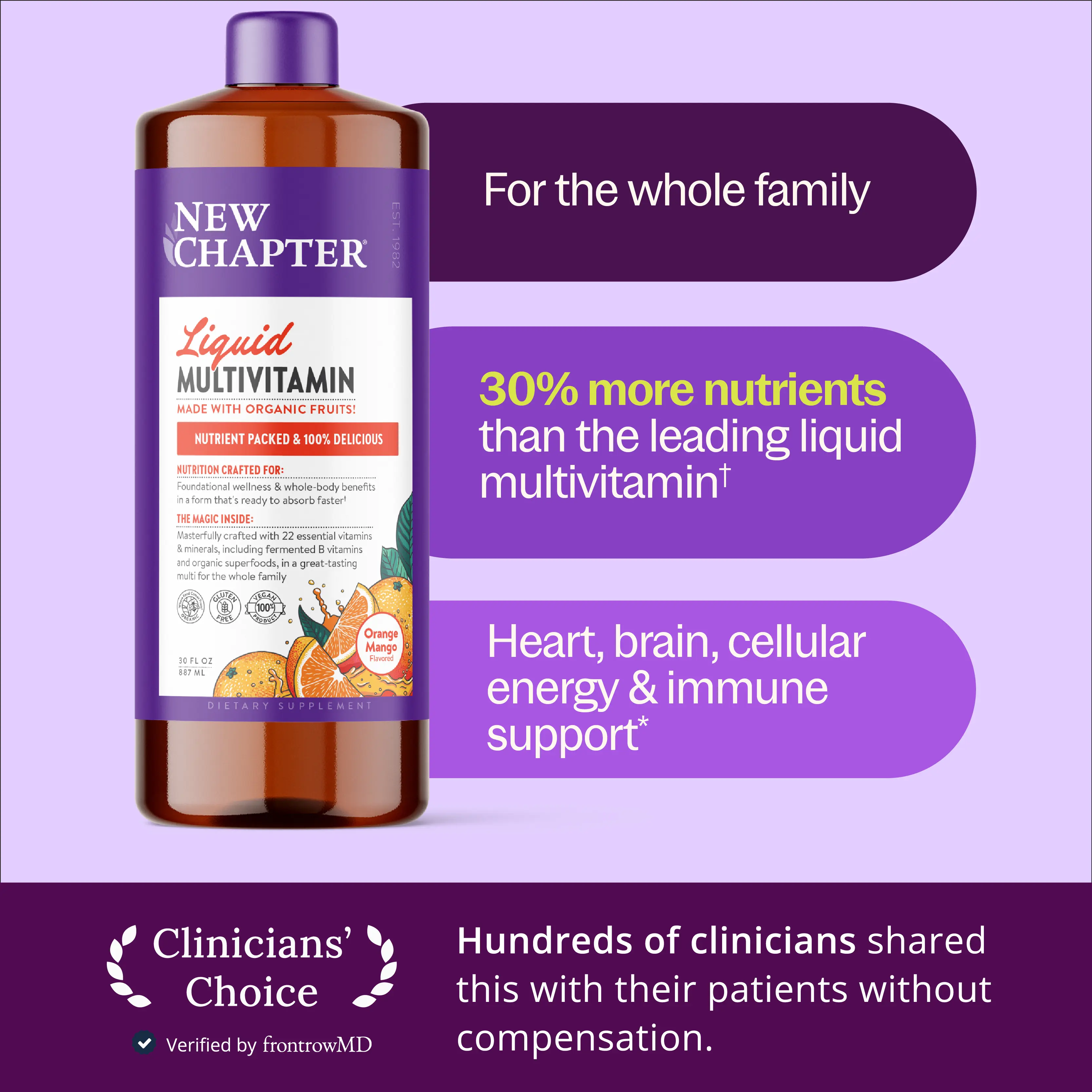 Liquid Multivitamin for Whole Family - Women, Men, Kids - Digestive Support & Nutritional Support - Organic & Dietary Supplement
