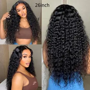 [26inch=$99] Affordable Water Wave Jerry Curly 13x4 HD Transparent Lace Front Wig Pre Plucked Hairline Pre Bleached Tiny Knots Beginner Friendly Human Hair Black Women Deep Wave Wig