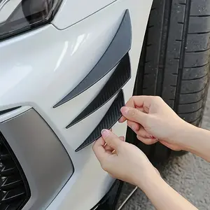 12-Piece Set Universal Car Front Bumper Wind Deflector Carbon Fiber Pattern Spoiler Protector, Durable Automotive Accessories Wing Spoiler