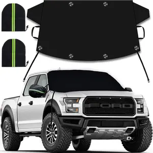 600D Ultimate Winter Protection Windshield Cover for Ice and Snow Car Windshield Snow Cover Thicken Frost Cover Waterproof with Side Mirror Covers for Most SUVs Trucks 73"x 51" Oxford Fabric