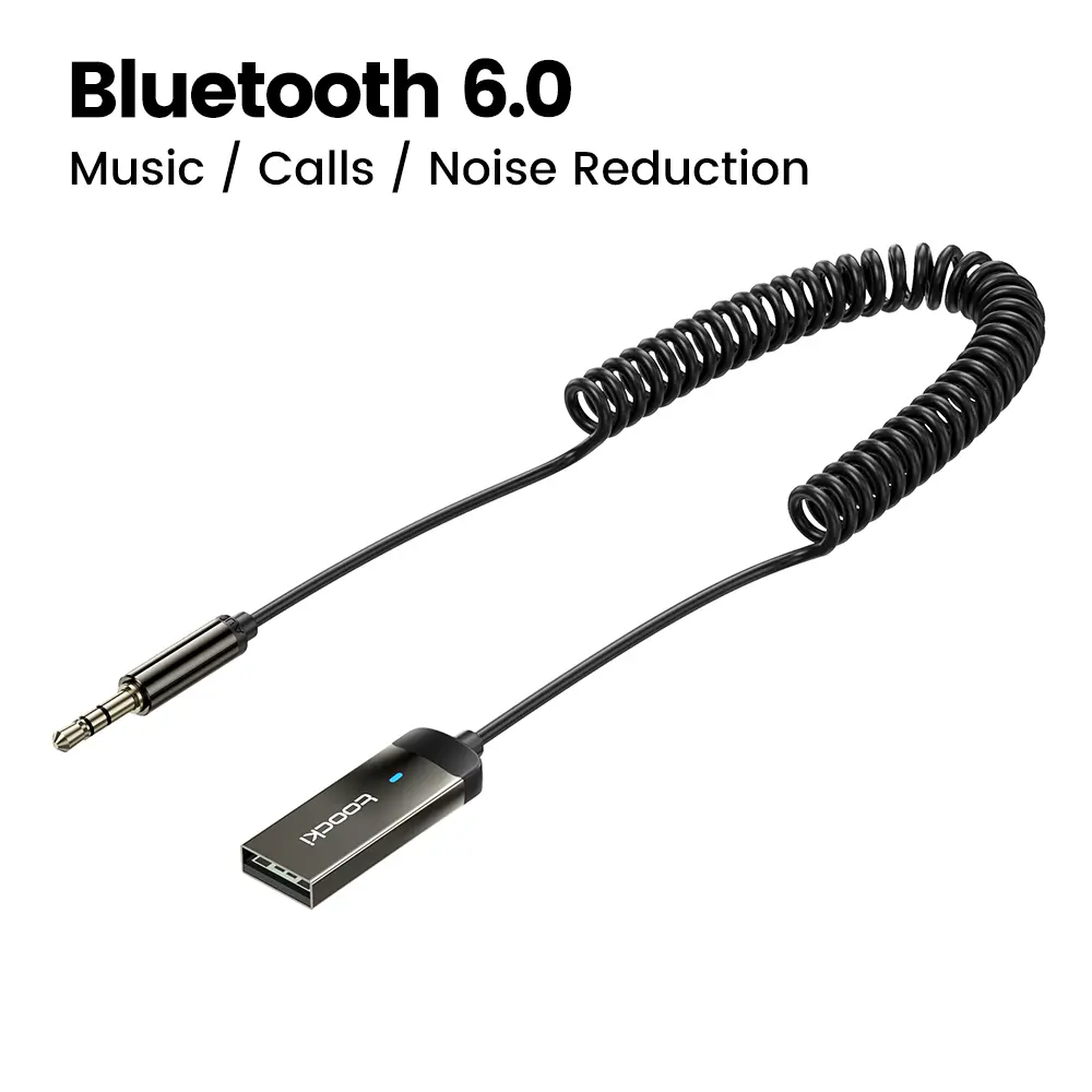 Toocki Bluetooth 6.0 Wireless Aux Adapter - Bluetooth Car Adapter, 3.5mm Bluetooth Receiver with Built-in Microphone, USB-to-3.5mm Jack Kit for Hands-Free Calls, Vehicle & Home Audio Accessories (Manufacturer Warranty)