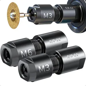 2-Pack Angle Grinder to Die Grinder Adapter, 5/8"-11 Thread to 1/4" (6mm) & 1/8" (3mm) Collet Chucks, Heavy Duty Extension Connecting Rod for Rotary Burrs, Wood Carving & Metal Polishing
