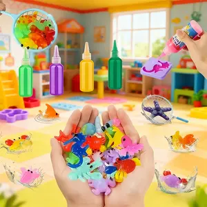 DIY Magic Water Elf Gel Toy Kit with Eco-Safe Gel, Magic Powder, Sea Creature Molds, Aqua Fairy Set for Kids’ DIY Fun, Sensory Play & Creativity, Teaches Color Coordination, Enhances Fine Motor Skills, Easter Crafts Gift