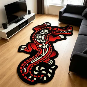 American Retro Crocodile Shape Rug, Artistic Irregular Living Room Carpet, Non-Slip, Luxurious Bedroom Bedside Mat, Indoor Decor, Decorative Area Rug