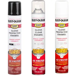 Rust-Oleum Gloss White or Black Turbo Spray Can Rust Neutralizer, 24 oz, Choose Quantity and Color