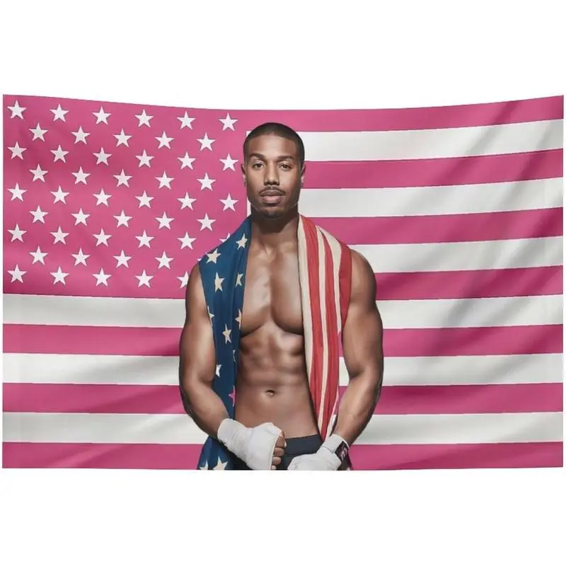 Michael B Jordan Cameron Funny Pink America Flag Print Tapestry - Light Home Decor, Outdoor Decoration, College Dorm Room Merch Gift