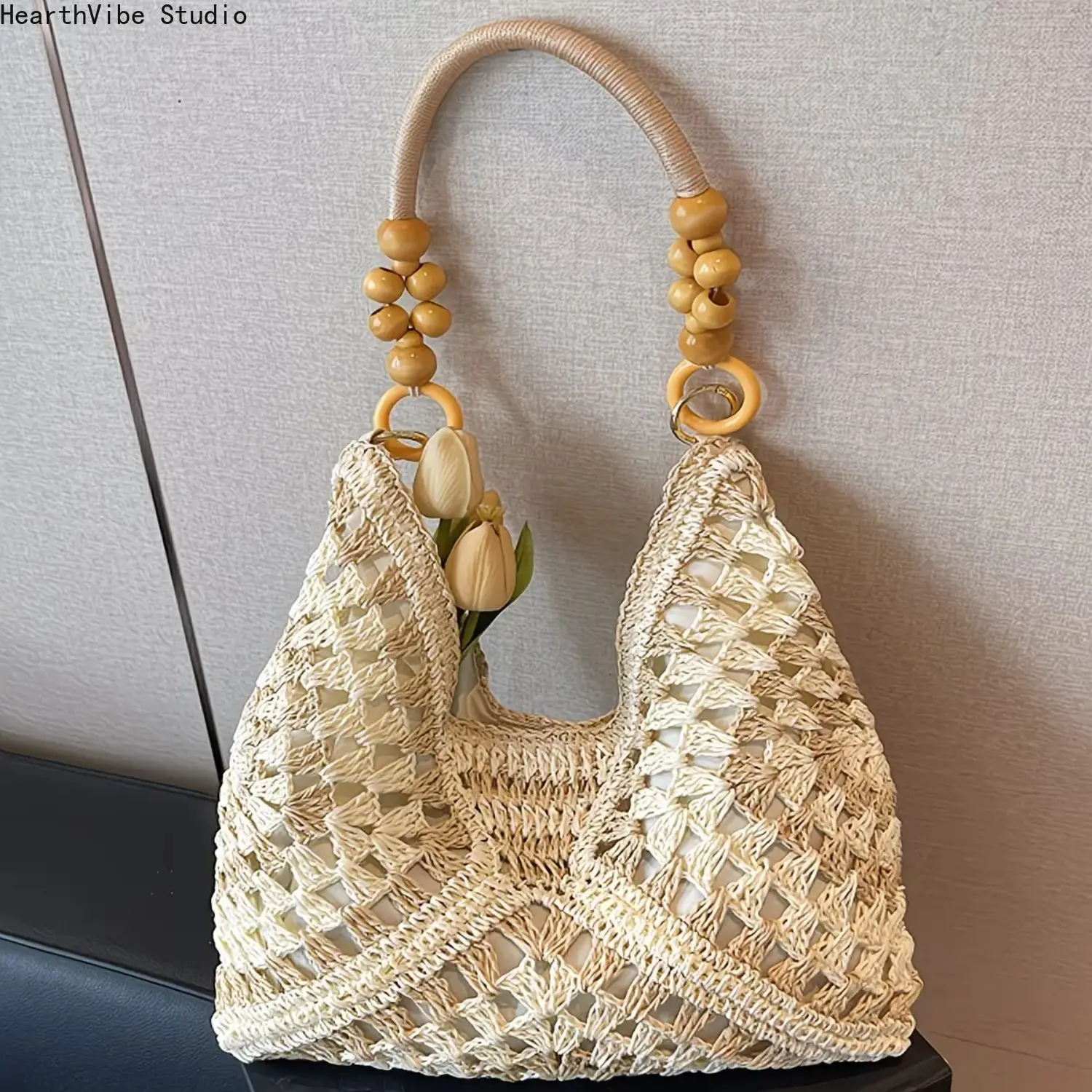 Women's Handmade Woven Straw Tote Bag - Viral Paper Rope Crochet Sport-Inspired On-The-Go Shoulder Bag, Lightweight Large-Capacity Beach Accessory for Summer Travel, Tote Bags, Beach Bag,camping essentials