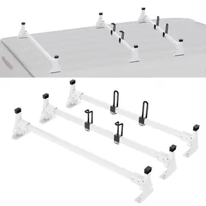 VEVOR Trailer Ladder Rack, 54 3 Crossbars Ladder Roof Rack, Heavy-duty Steel Van Roof Ladder Rack, 800 lbs Capacity Van Ladder Rack with Straps, Fit for Ford Transit 150, 250, 350, 2015-2022