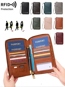 Multi functional zipper travel card holder, passport cover that can hold 5 passports, RFID shielded card holder, travel accessories, travel essentials, ideal gifts, Christmas, Valentine's Day, unisex passport bag, family travel document, Passport Wallet